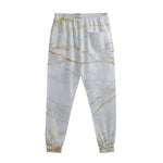 White Gold Scratch Marble Print Sweatpants