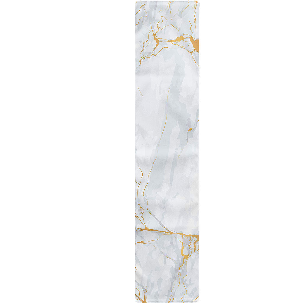 White Gold Scratch Marble Print Table Runner
