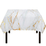 White Gold Scratch Marble Print Tablecloth