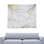 White Gold Scratch Marble Print Tapestry