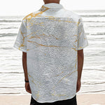 White Gold Scratch Marble Print Textured Short Sleeve Shirt