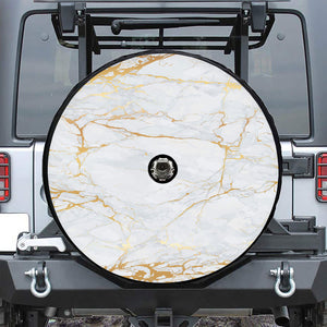 White Gold Scratch Marble Print Tire Cover With Camera Hole