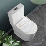 White Gold Scratch Marble Print Toilet Lid Cover