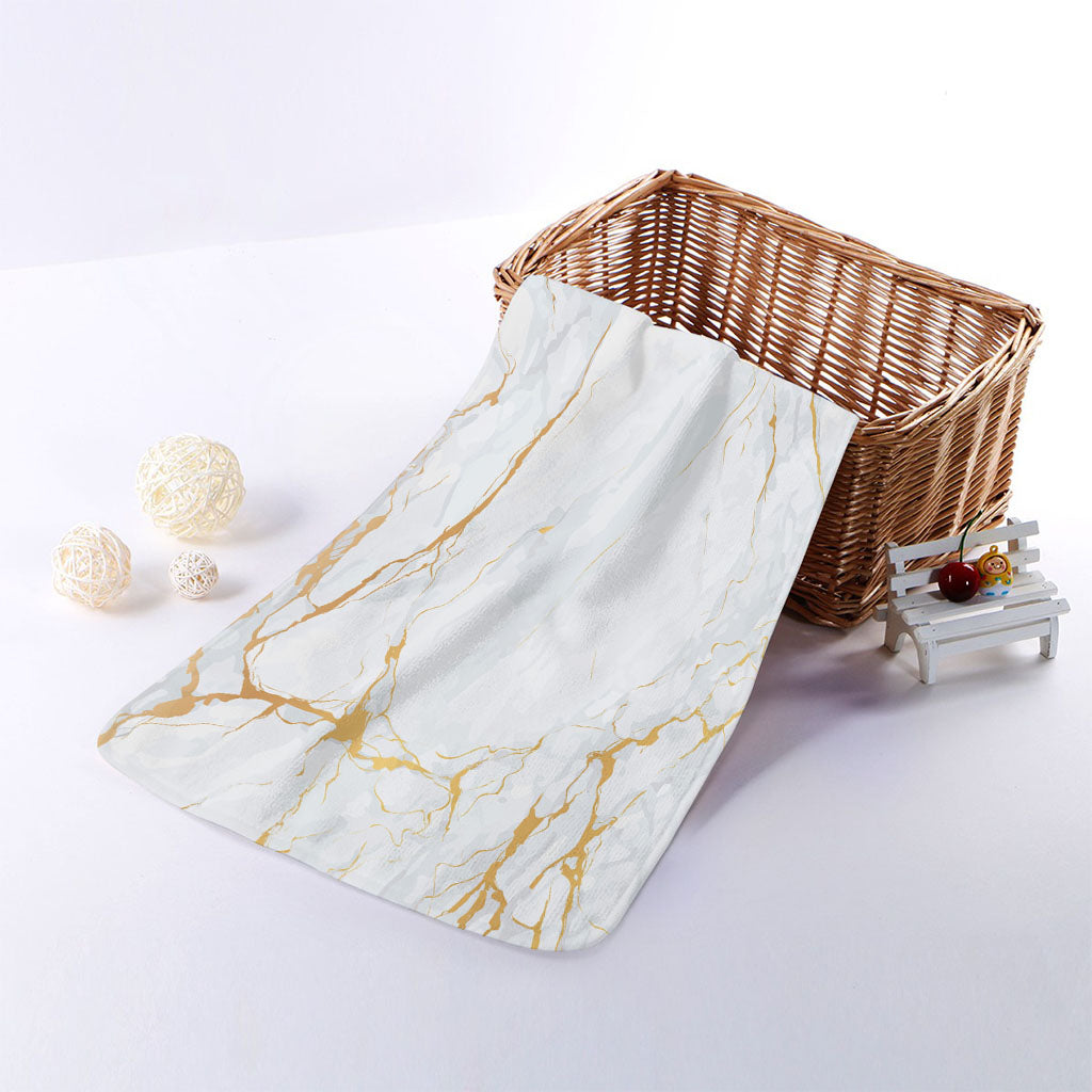 White Gold Scratch Marble Print Towel