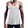 White Gold Scratch Marble Print Men's Workout Tank Top