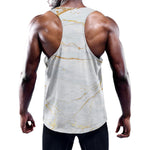 White Gold Scratch Marble Print Training Tank Top