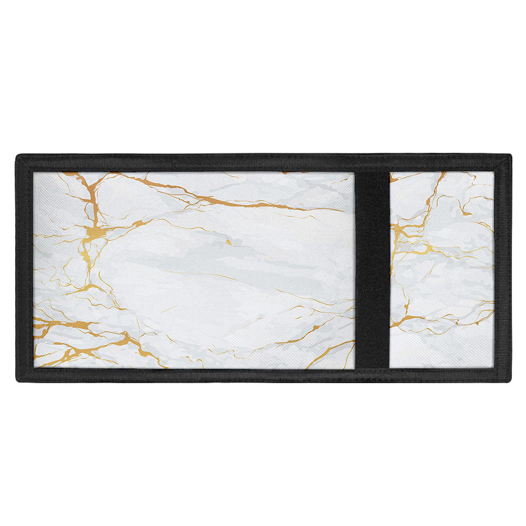 White Gold Scratch Marble Print Trifold Wallet