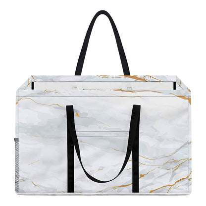 White Gold Scratch Marble Print Utility Tote Bag