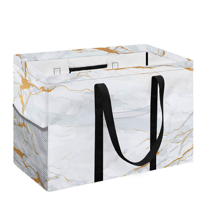 White Gold Scratch Marble Print Utility Tote Bag
