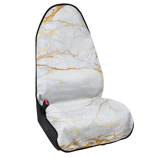 White Gold Scratch Marble Print Waterproof Car Seat Cover