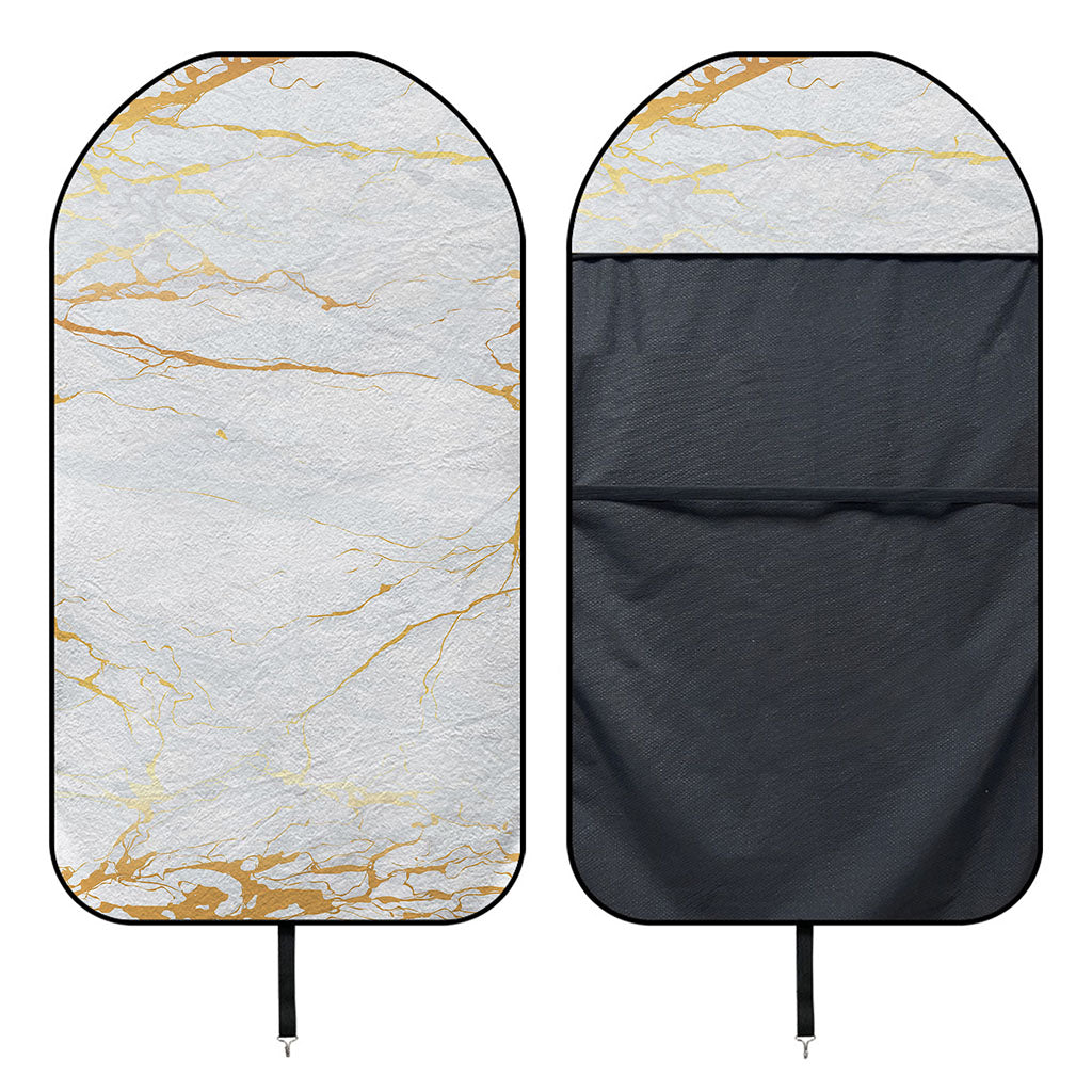 White Gold Scratch Marble Print Waterproof Car Seat Cover