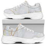 White Gold Scratch Marble Print White Chunky Shoes