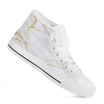 White Gold Scratch Marble Print White High Top Sneakers