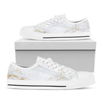 White Gold Scratch Marble Print White Low Top Sneakers