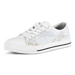 White Gold Scratch Marble Print White Low Top Sneakers