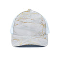 White Gold Scratch Marble Print White Mesh Trucker Hat