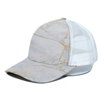 White Gold Scratch Marble Print White Mesh Trucker Cap