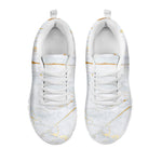 White Gold Scratch Marble Print White Running Shoes