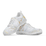 White Gold Scratch Marble Print White Running Shoes