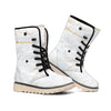 White Gold Scratch Marble Print Winter Boots