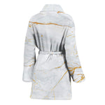 White Gold Scratch Marble Print Women's Bathrobe