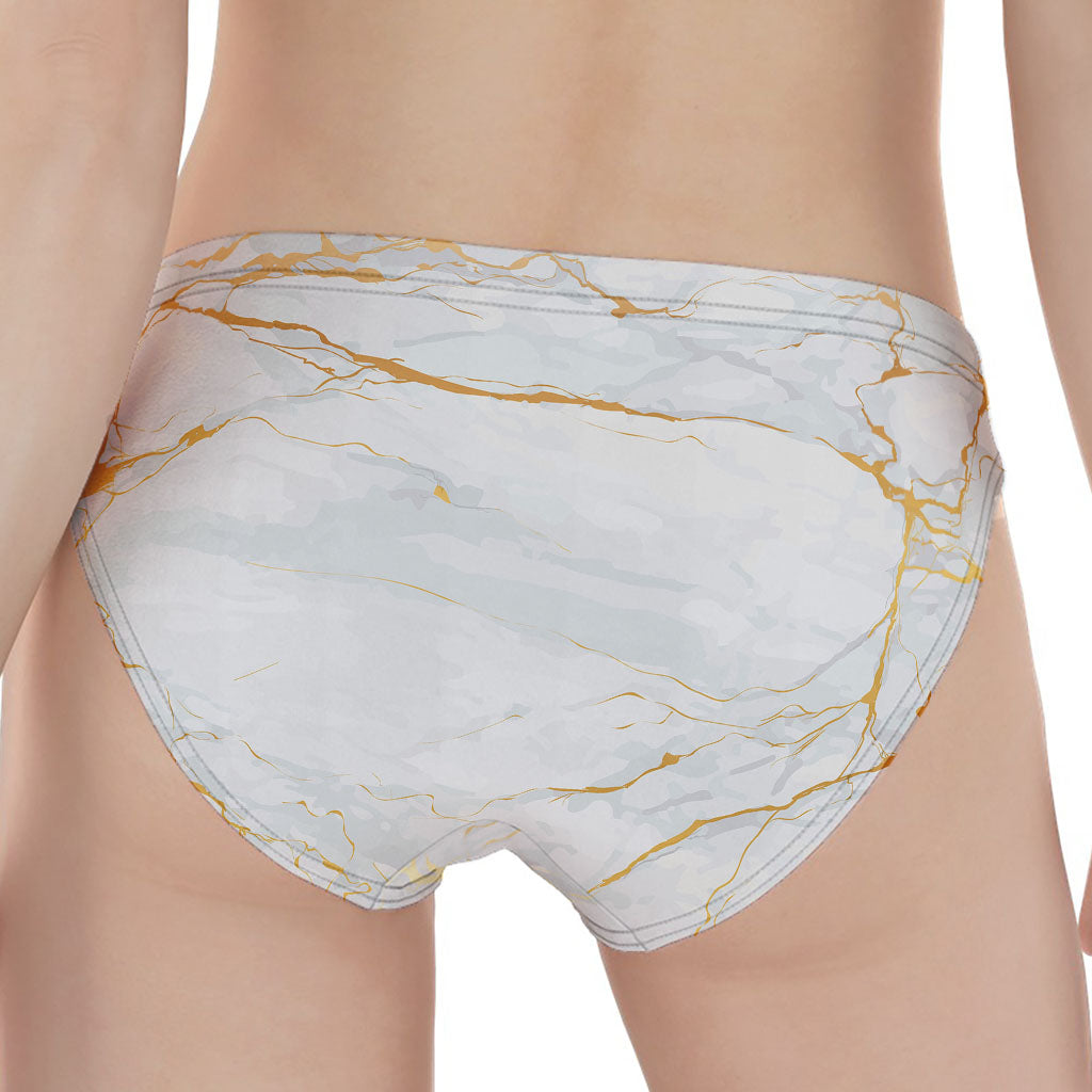 White Gold Scratch Marble Print Women's Panties
