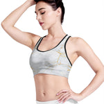 White Gold Scratch Marble Print Women's Sports Bra
