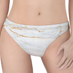 White Gold Scratch Marble Print Women's Thong