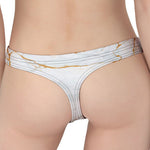 White Gold Scratch Marble Print Women's Thong