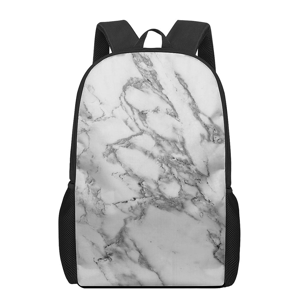 White Gray Marble Print 17 Inch Backpack