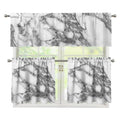 White Gray Marble Print 3 Piece Kitchen Curtains