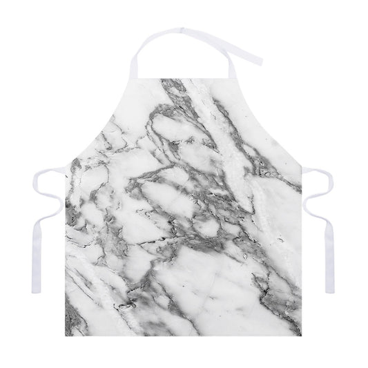 White Gray Marble Print Adjustable Apron