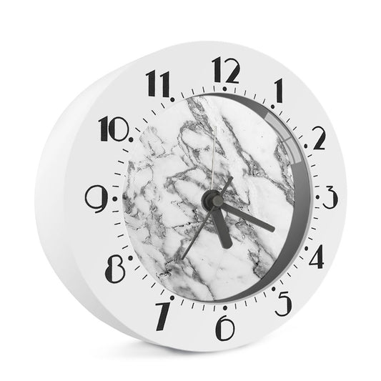 White Gray Marble Print Alarm Clock