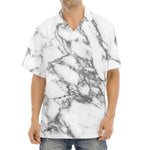 White Gray Marble Print Aloha Shirt