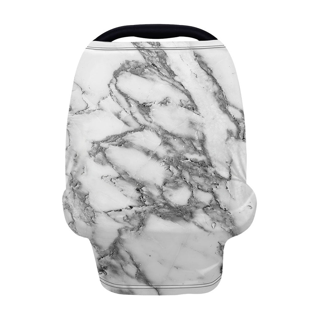 White Gray Marble Print Baby Seat Cover