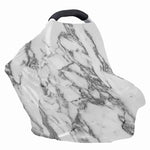White Gray Marble Print Baby Seat Cover