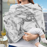 White Gray Marble Print Baby Seat Cover