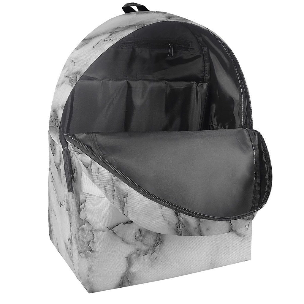 White Gray Marble Print Backpack