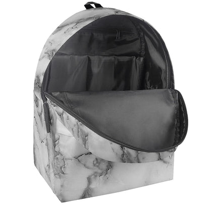 White Gray Marble Print Backpack
