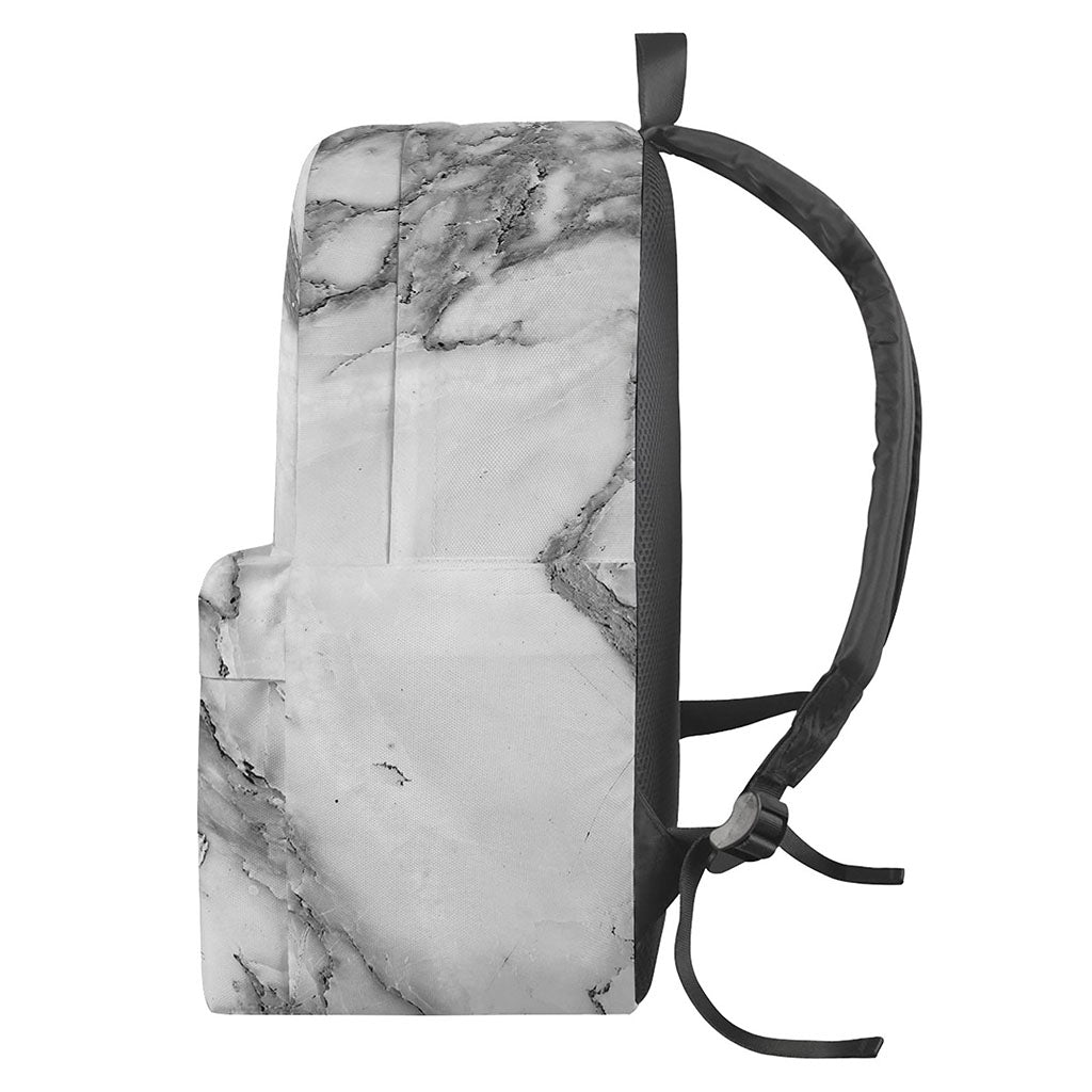 White Gray Marble Print Backpack