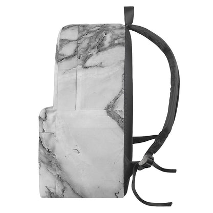 White Gray Marble Print Backpack