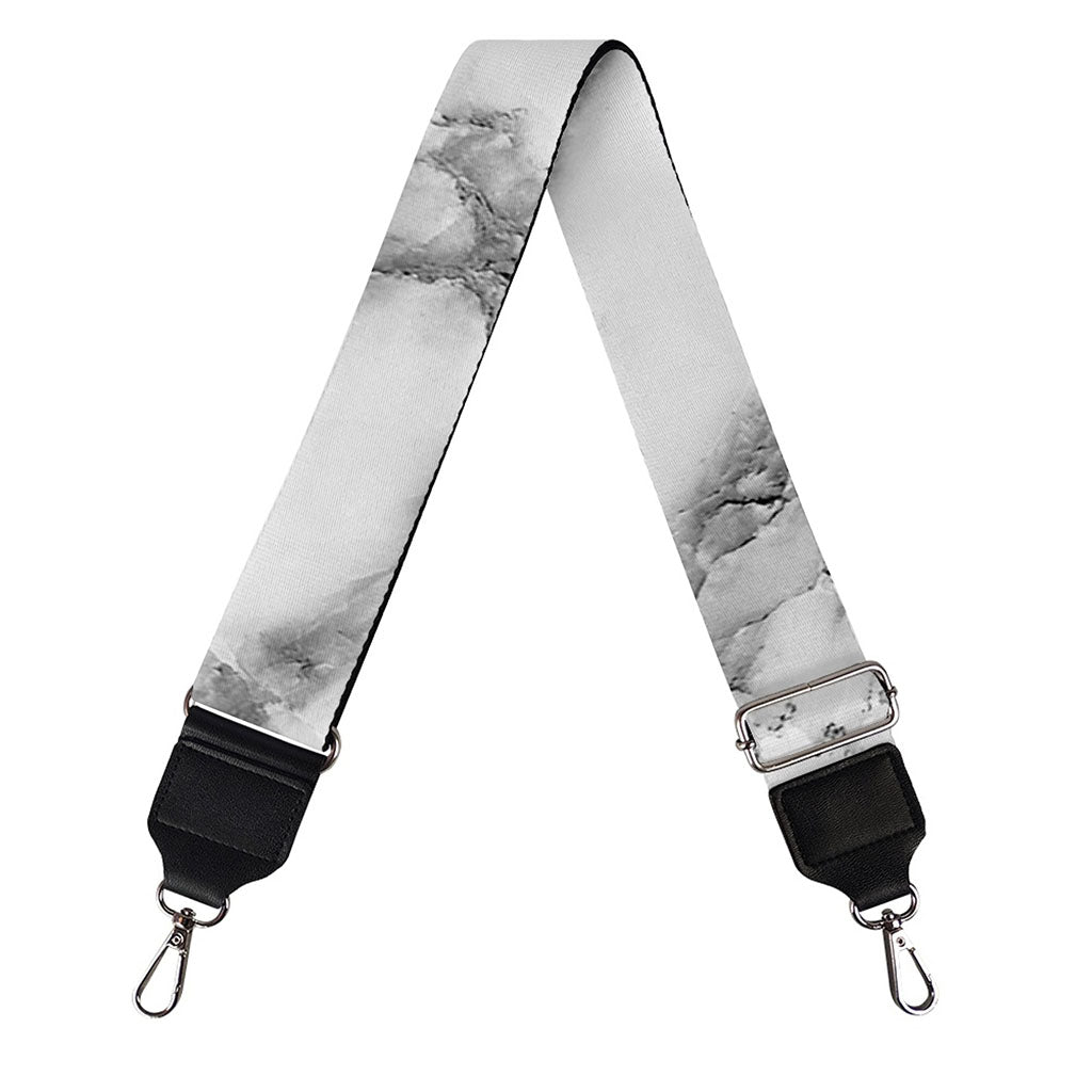 White Gray Marble Print Bag Strap