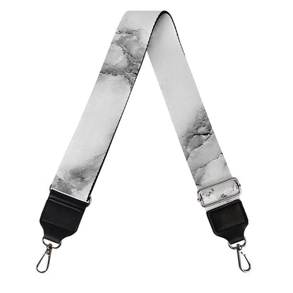 White Gray Marble Print Bag Strap