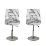 White Gray Marble Print Bar Stool Covers