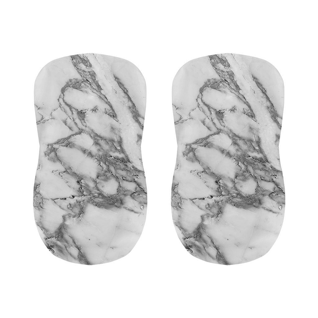 White Gray Marble Print Bar Stool Covers