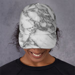 White Gray Marble Print Baseball Cap