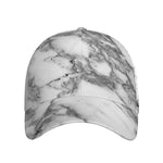 White Gray Marble Print Baseball Cap