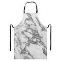 White Gray Marble Print Bib Apron With Pocket