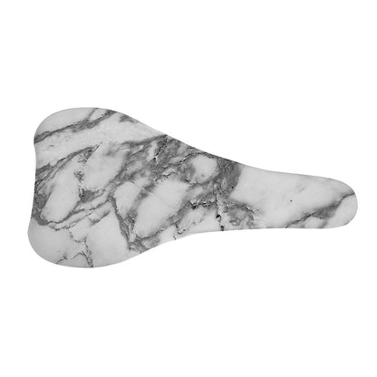 White Gray Marble Print Bicycle Seat Cover