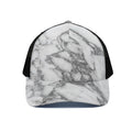 White Gray Marble Print Black Mesh Trucker Hat